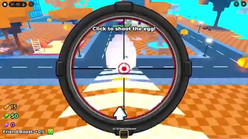 Shooting-range ledge and starter gun facing map eggs on Place 135911818477576