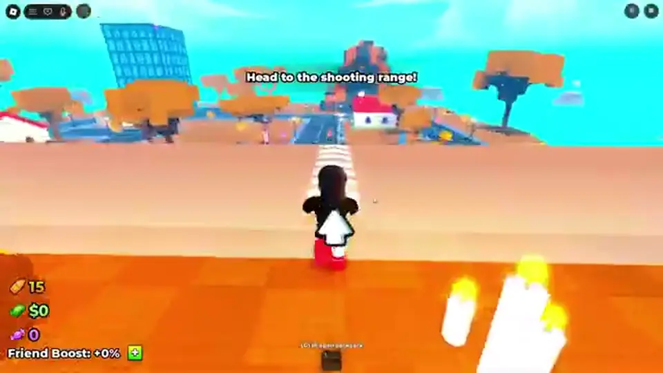 Shooting-range ledge on Place 135911818477576 — identity check, not a Codes overlay