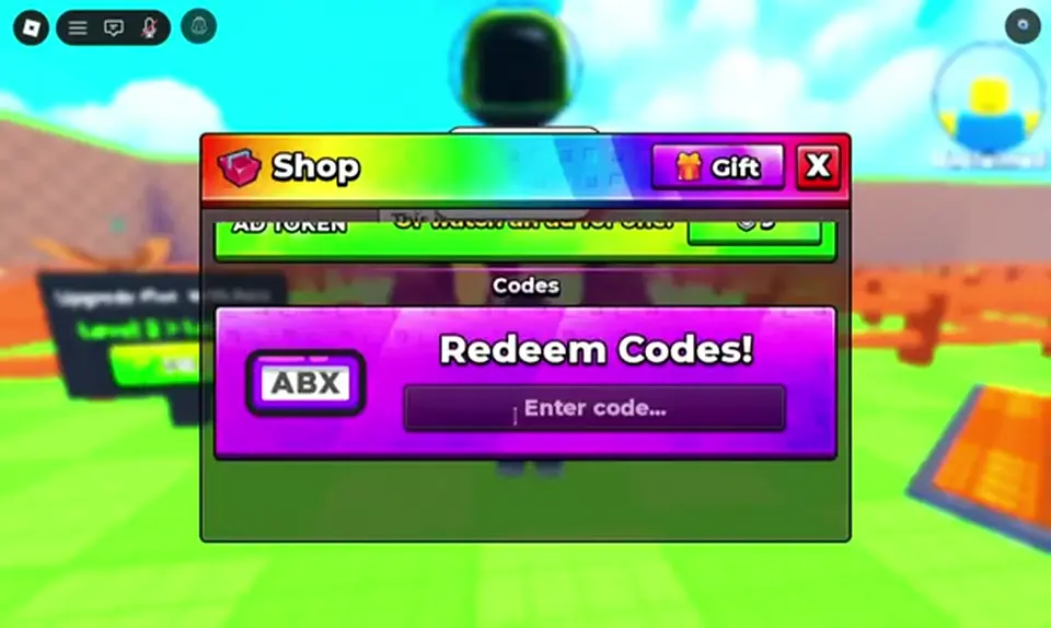 Shop Redeem field after scrolling — no verified code string on screen