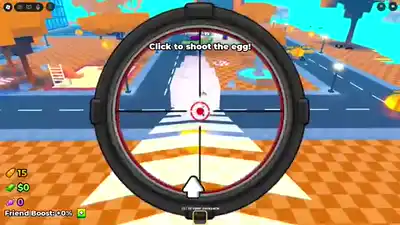 Shooting-range crack: stand the ledge, shoot the egg, HP ticks down