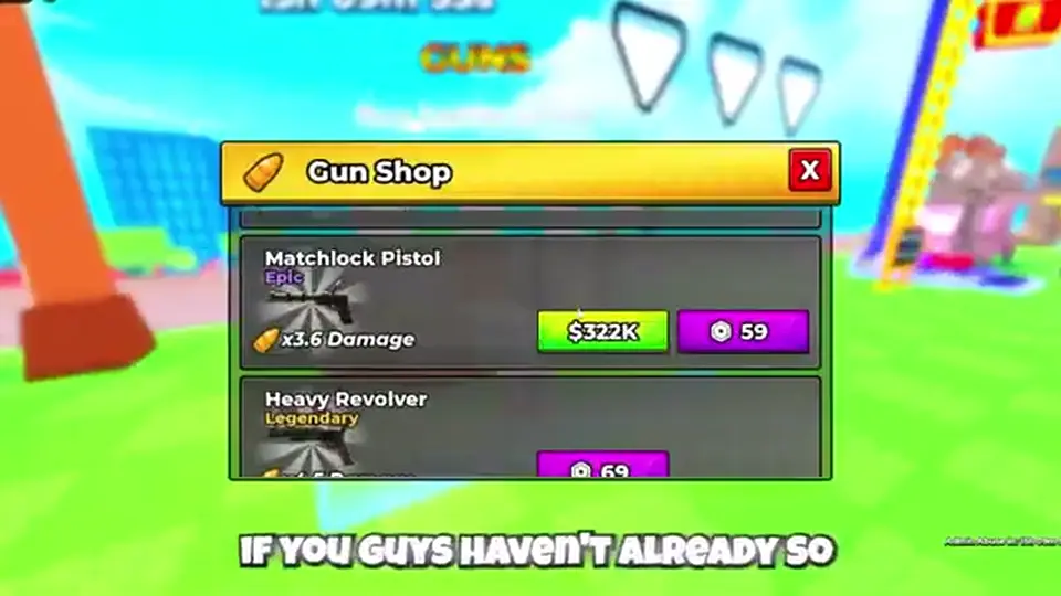 Shop ladder on screen — rank guns by scene, not a global DPS dump
